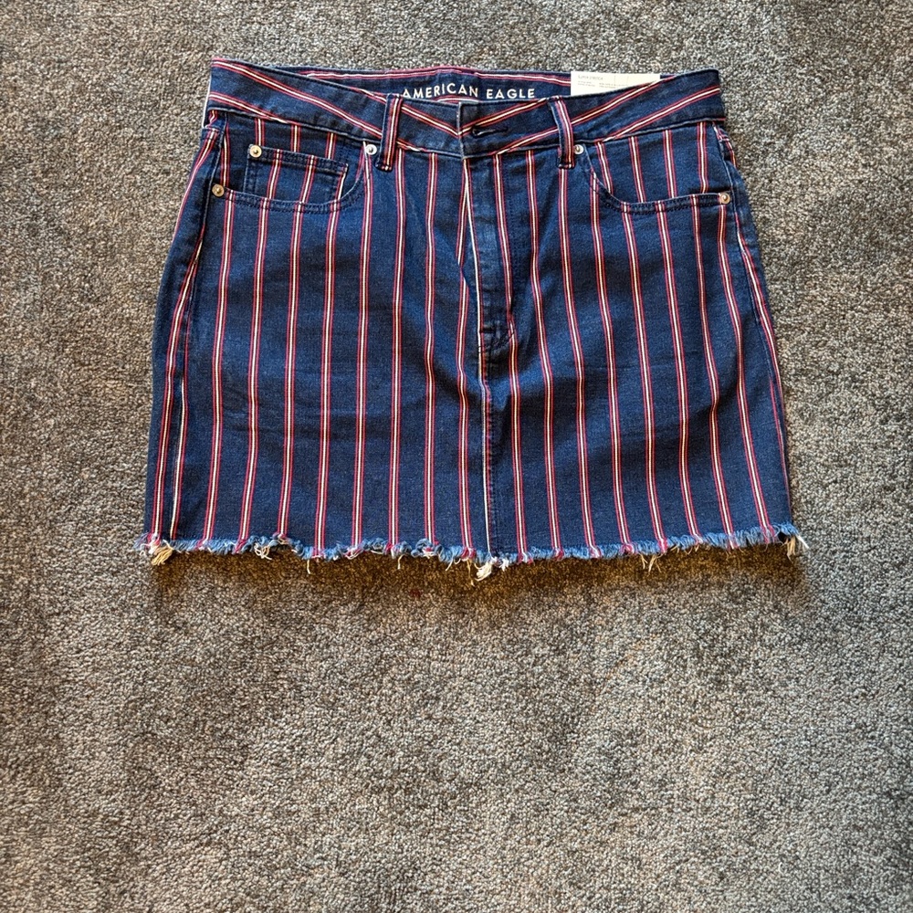 American Eagle Outfitters Striped Denim Mini Skirt